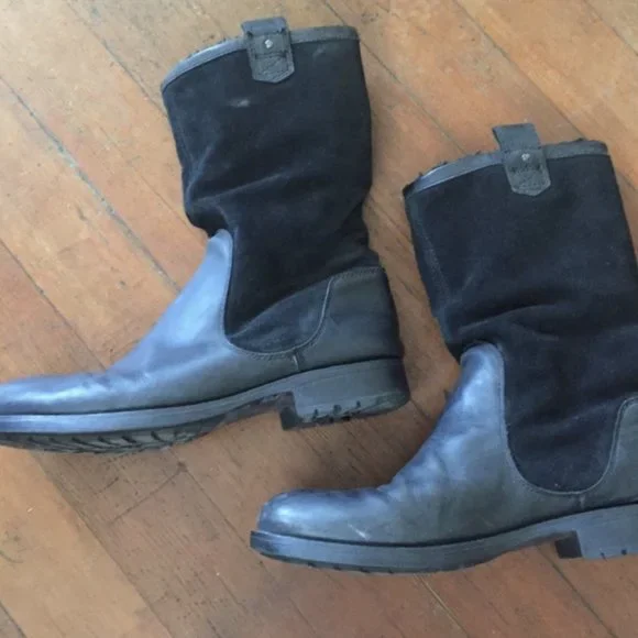 ALDO black suede and fur  boots Aldo Black Fur Trimmed Wedge Boots Size 7.5 NWOB | eBay main image 3